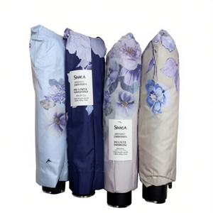 ร่มพับสามตอน Snica 8 ซี่โครง โพลีเอสเตอร์ เปิดปิดด้วยมือ ลายดอกไม้ ป้องกันฝนและแสงแดด เหมาะสำหรับการเดินทาง - Product Image 1