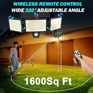 AuSilver Lampe murale de sécurité extérieure à télécommande, 3 têtes, détecteur de mouvement, étanche IP67, panneau solaire pour jardin et aménagement paysager - Product Image 3