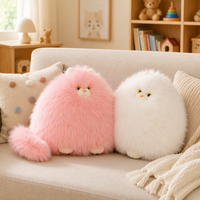 Peluche chat à longs poils, jouet doux et moelleux, coussin en coton PP, cadeau d'anniversaire pour chambre à coucher, canapé, décoration de chambre d'enfant