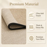 Tapis de salon rond moderne rétro, tapis circulaire sur mesure de style mid-century, tapis antidérapant à bordure festonnée noire en polyester, tapis OEM