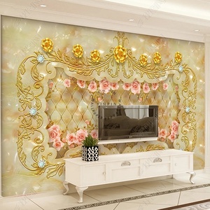 European <strong>Gemstone</strong> Flower Relief Adhesive Wall 5d <strong>Wallpaper</strong> for Living Room - Product Image 3