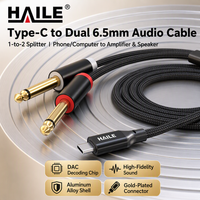 Câble audio de raccordement Type-C vers double jack 6,5 mm 1-vers-2, pour téléphone, PC vers amplificateur, mixeur, haut-parleur actif, longueur personnalisable