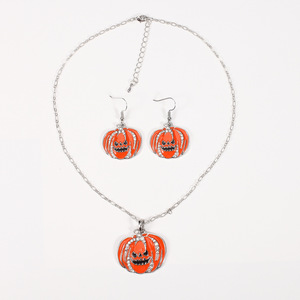 Halloween Pumpkin Necklace And Earring <b>Set</b> <b>Crystal</b> Rhinestone Women's Party Jewelry Fashion <b>Sets</b> - Product Image 4