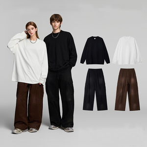 Bestseller Appena Lanciato 2025 Set Oversize con Zip in Tinta Unita Stile Vintage Americano Abbigliamento Casual Unisex per Adolescenti Invernale - Product Image 3