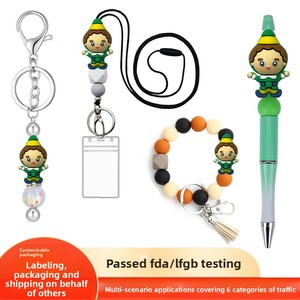 Factory New Style Green Cartoon Figure <b>Silicone</b> <b>Beads</b> DIY Beaded Pen Accessories Epoxy Resin Loose Funny Cute - Product Image 2