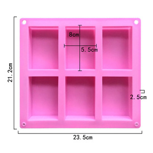 Minghao 6-Cavity Rectangular <b>Silicone</b> Soap Mold For DIY <b>Baking</b> Food Grade Cake Mold - Product Image 3