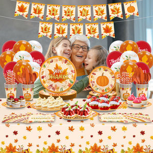 Assiettes et serviettes de table de luxe pour Thanksgiving avec nappes à thème citrouille d'automne - Articles de fête jetables écologiques très demandés - Product Image 4