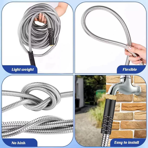 Enrouleurs de tuyau d'arrosage robustes en acier inoxydable 304/201, boîtier métallique de 16 mm d'épaisseur, tuyau intérieur en PVC, raccords de 3/4 po, flexibles et résistants aux éclats de griffes de chien - Product Image 3