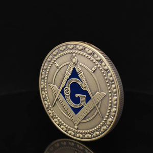 Insignia de Metal masónica de diseño libre personalizado, moneda de colección de oro estampada - Product Image 4
