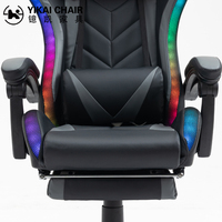 Chaise de jeu exécutive ergonomique en cuir avec LED, vérin à gaz 3 positions et repose-pieds pour jeux sur ordinateur
