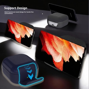 Étui pour écouteurs en cuir texturé avec design à interrupteur, support intégré, housse de protection pour écouteurs sans fil - Product Image 3