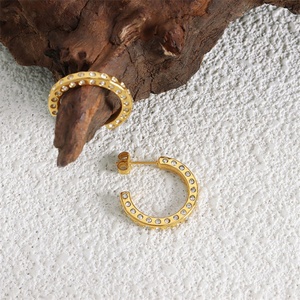 Non Tarnish Jewelry Ear <b>Cuff</b> <b>Earrings</b> Stainless Steel Gold Plated Zircon Stud <b>Earrings</b> for Women - Product Image 6