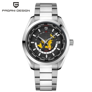 Montre automatique mécanique de luxe pour homme PAGANI DESIGN 1788, sport, acier inoxydable, double fuseau horaire, verre cartographique, 10 bars d'étanchéité - Product Image 1