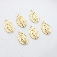 Pendentif ovale en alliage de zinc avec figurine de Jésus et de la Vierge, pour bijoux faits main, accessoires de pendentif électroplaqué