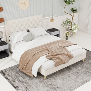 Modern Luxury Fashion Design Furniture <b>Queen</b> <b>Size</b> Solid Wood Framed Fabric Adjustable Double <b>Beds</b> Upholstered <b>Bed</b> Storage - Product Image 3