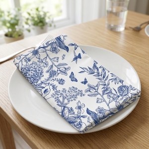 Servilletas de Papel Modernas con Estampado Floral Azul y Blanco, para Bodas, Baby Shower, Fiestas de Té, Jardín, Graduación, Diwali, Navidad - Product Image 5