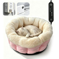 Coussin chauffant USB pour animaux de compagnie, en polaire douce, rond, type grotte, lavable, pour chien et chat