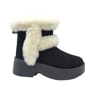 Yl7133 חורף חם נשים מגפי שלג חמים, קישוט לבן עמיד למים טריז העקב טריז עבות סוכות קצרות נשים - Product Image 2