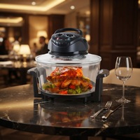 Four à convection électrique sans huile 12L en verre, grande capacité, four halogène 1500W, pour rôtir, cuire et griller, avec minuterie, pour la maison