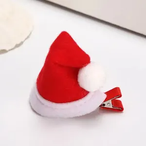 8230837圣诞节可爱帽子发夹手工头饰礼物小红色弧形发夹圣诞