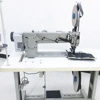 Máquina de coser industrial de doble aguja y triple arrastre para tapicería de cuero de alta resistencia, ideal para interiores de automóviles, sofás y carpas.