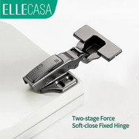 ELLECASA Charnière fixe en acier finition titane, à double action, fermeture amortie, hauteur réglable, angle d'ouverture 105°, pour cuisine et salle de bain