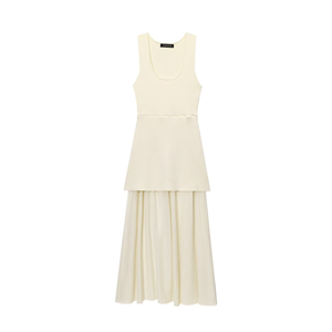 Summer New Women's Fashion Versatile Knitted Small <b>Pleated</b> Patchwork Dress with <b>Long</b> <b>Skirt</b> - Product Image 4