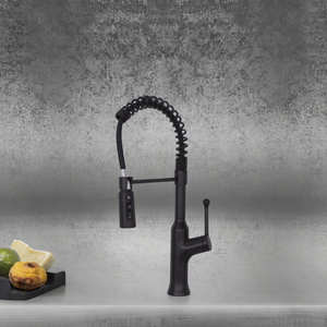 Robinet de cuisine moderne monocommande noir brossé en acier inoxydable, avec douchette extractible, pour cuisine gourmet, avec cartouche céramique, à ressort, pour hôtels - Product Image 3
