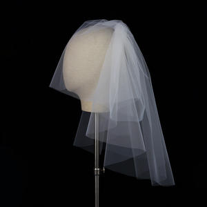 IVANHOE Venta al por mayor en forma <span class=keywords><strong>de</strong></span> onda blanco <span class=keywords><strong>de</strong></span> doble capa escalera corta novia ID foto boda banquete tocado - Product Image 5