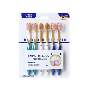 Uzze Toothbrush Soft Bristle 0.15mm Wide <b>Head</b> Ultra Soft Adult Manual Toothbrush 4+2 Pack - Product Image 5