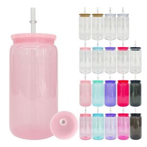 Vaso de plástico de 16 oz para bebidas frías, estilo macaron, para vinilos, con tapas de PP coloridas - Product Image 1