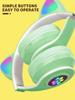 B39 headphone telinga kucing lucu untuk anak-anak Headset Gaming tahan air dinamis dengan dukungan kartu TF untuk olahraga harga bagus