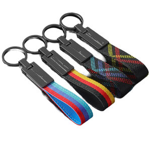 Boucle Porte-clés Tricolore Nylon Tressé <span class=keywords><strong>Sangle</strong></span> Métal Clé De Voiture Accessoire Avec Drapeau Couleurs Pour Allemand Pour Italien Pour BMW - Product Image 4
