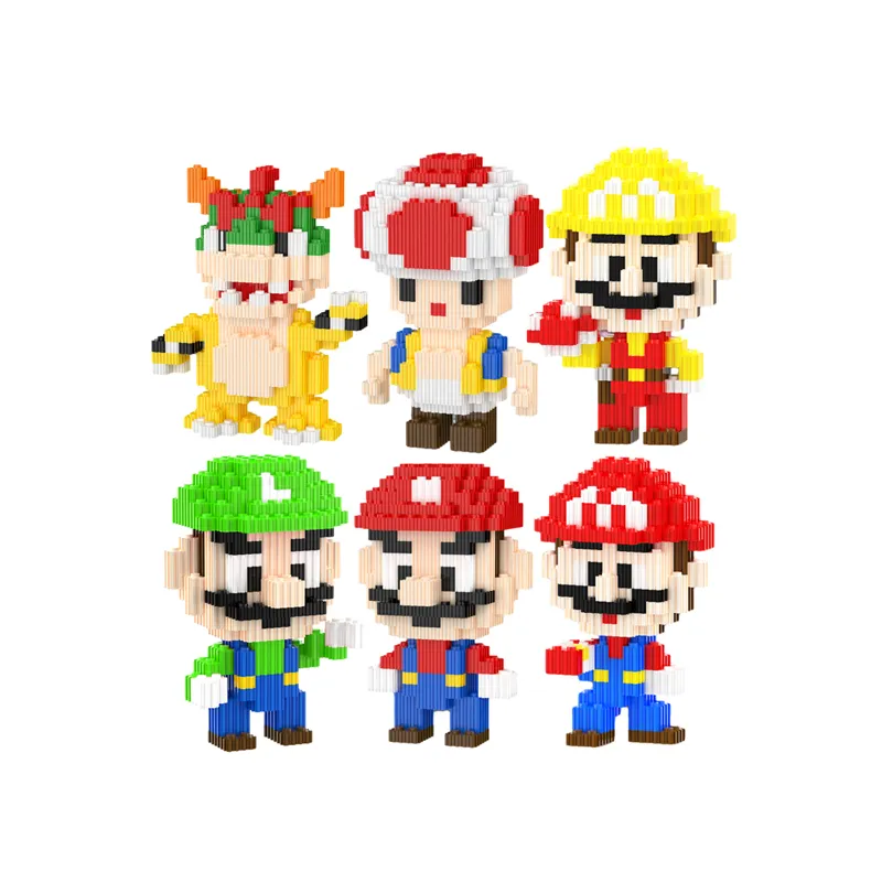 Vente chaude ABS plastiques bricolage Mini Luigi Super Marioed Bros Micro briques pêche Bowser connexion blocs de construction Figure pour enfant