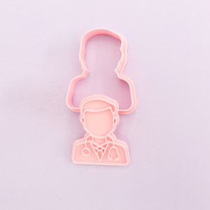 Doctor Enfermera Serie 3D Dibujos animados Galleta Molde Plástico Ecológico Juego de 2 DIY Estetoscopio Impreso Cortadores de galletas - Product Image 2