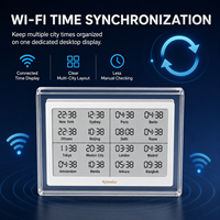 Horloge mondiale numérique Kylendar 7,5 pouces en acrylique premium avec écran E-Paper, Wi-Fi, 16 fuseaux horaires et calendrier pour bureau de direction