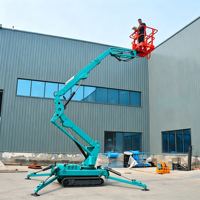 Plateforme de travail en hauteur sur chenilles Longqing 14,2 m, certifiée CE, avec stabilisateurs hydrauliques et télécommande