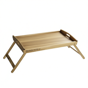 Plateau de service et plateau de lit KESPER en bois d'acacia FSC, pliable, avec poignées, pour les repas au lit - Product Image 2