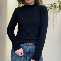 Haut d'automne personnalisable style influenceur, en fibre de viscose, coupe flatteuse, épaules dénudées, manches longues, col montant classique – Direct Usine