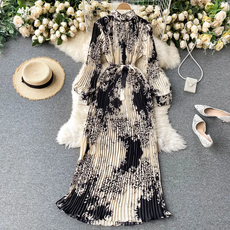 Đầm Voan Dài Tay Cho Nữ, Váy Dài Vải Voan Mịn Có Nếp Nhăn Phong Cách Mới Mùa Xuân Hè 2021