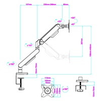 TC5-1G 17"-32" 9kg Support de Moniteur Gaming à Ressort à Gaz Économique Bras d'Écran d'Ordinateur VESA Support Simple