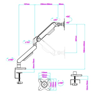 TC5-1G 17&quot;-32&quot; 9kg Cost-Effective Gaming Gas Spring <strong>Monitor</strong> Arm <strong>Computer</strong> Screen VESA Mount Single <strong>Monitor</strong> Mount <strong>Stand</strong> Bracket - Product Image 2