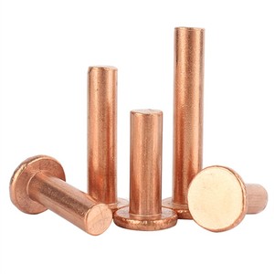 <span class=keywords><strong>Rivet</strong></span> à tête plate en cuivre massif, diamètre 4 mm, longueur 30 mm, pour utilisation dans les équipements électriques - Product Image 1