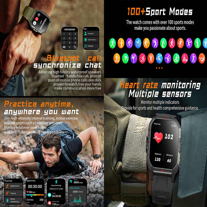 Reloj Inteligente Smart Watch 1.96 Inch T21 Heart Rate 280 Mah SOS Call Outdoor Sport Watches for Man