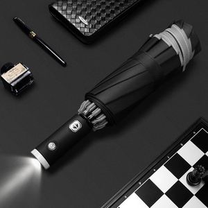 Parapluie automatique pliable en 3 sections de haute qualité avec poignée lumineuse LED et bande réfléchissante, idéal pour la vente en gros et la personnalisation - Product Image 2