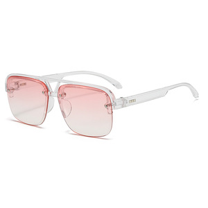 Gafas de Sol Cuadradas de Media Montura con Degradado UV400, Modernas y de Gran Tamaño, Gafas Metálicas de Verano para Unisex - Product Image 6