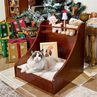 Lit pour animaux de compagnie en bois massif écologique pour chat lit classique de rangement pour petit chien carton de chaton de style danois