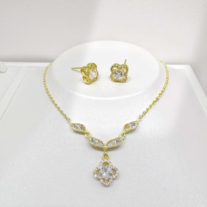 wholesale plata 925 silver bridal designer Gold Plated set bow butterfly wedding earring <b>necklace</b> fine jewelry sets for women - Product Image 1