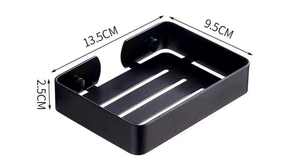Rectangular Black Plastic Soap Dish With Self Drain Design For <b>Bathroom</b> Minimalist Style Smooth Surface - Product Image 4
