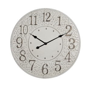 ART NEST Home <b>Large</b> Rustic White Washed Round Metal Wall Hanging Decor Quartz <b>Clock</b> for Living Room - Product Image 1